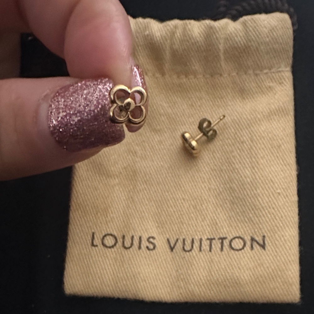 Louis Vuitton earrings Monogram Flower Full GP  Authentic M68131